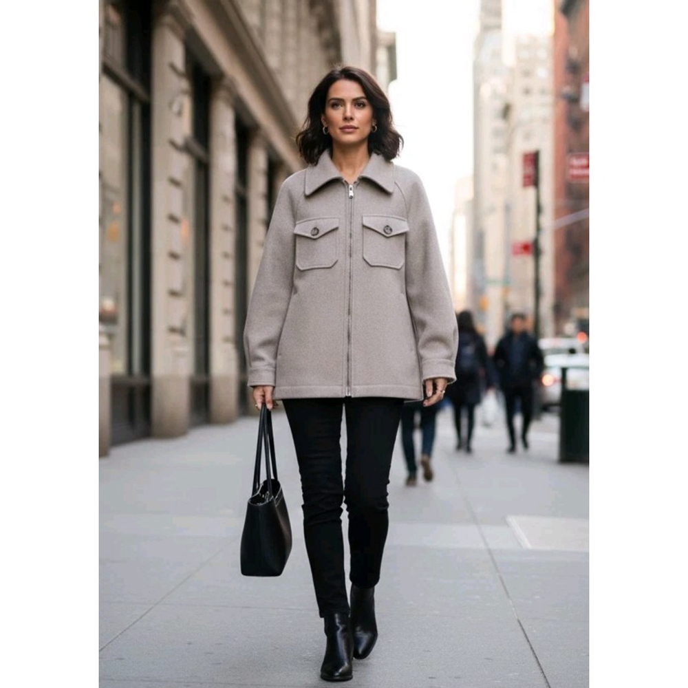 Avec Les Filles Anthropology Woman’s Size XS Felted Beige Jacket Zip Up